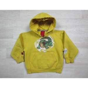 JNCO Alligator Hoodie Youth (S) Yellow Pullover 90s Sweatshirt Kids Vintage Y2K‎